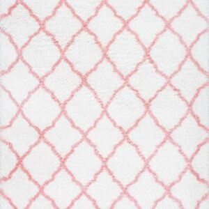 nuLOOM Nelda Trellis Shag Area Rug, 4 ft x 6 ft, Baby Pink