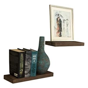 AVIGNON HOME Rustic Floating Wood Shelves Wall Mount Hanging Shelves Book Shelves Industrial Wood Book Shelves Storage, Display & Decor 16" Wide (Brown, 16 inches)