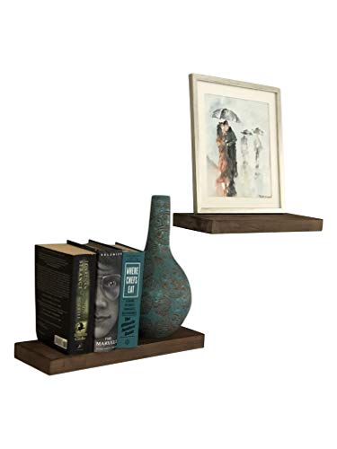 AVIGNON HOME Rustic Floating Wood Shelves Wall Mount Hanging Shelves Book Shelves Industrial Wood Book Shelves Storage, Display & Decor 16" Wide (Brown, 16 inches)