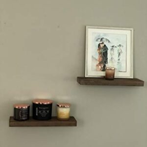 AVIGNON HOME Rustic Floating Wood Shelves Wall Mount Hanging Shelves Book Shelves Industrial Wood Book Shelves Storage, Display & Decor 16" Wide (Brown, 16 inches)