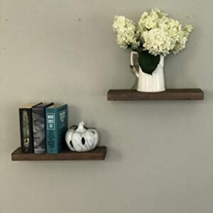 AVIGNON HOME Rustic Floating Wood Shelves Wall Mount Hanging Shelves Book Shelves Industrial Wood Book Shelves Storage, Display & Decor 16" Wide (Brown, 16 inches)