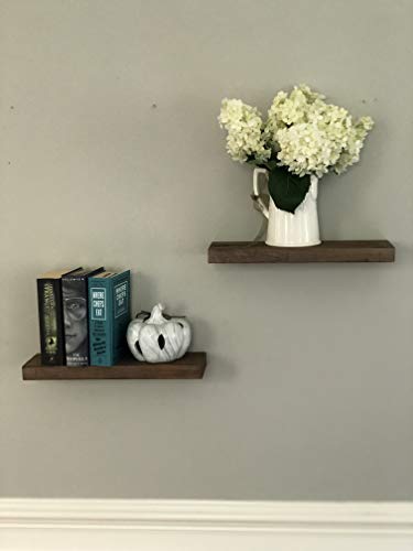 AVIGNON HOME Rustic Floating Wood Shelves Wall Mount Hanging Shelves Book Shelves Industrial Wood Book Shelves Storage, Display & Decor 16" Wide (Brown, 16 inches)