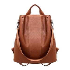 women backpack purse waterproof nylon anti-theft rucksack lightweight shoulder bag (brown)