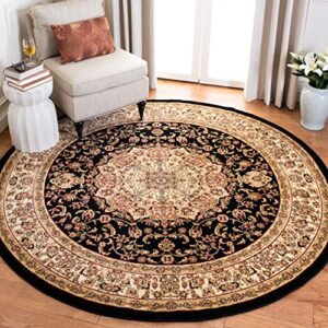 safavieh lyndhurst collection 7′ round black/ivory lnh222a traditional oriental medallion non-shedding dining room entryway foyer living room bedroom area rug