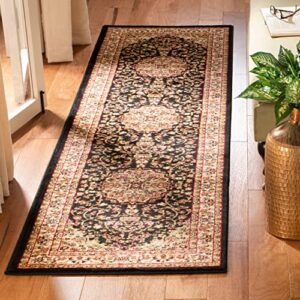 SAFAVIEH Lyndhurst Collection 7' Round Black/Ivory LNH222A Traditional Oriental Medallion Non-Shedding Dining Room Entryway Foyer Living Room Bedroom Area Rug