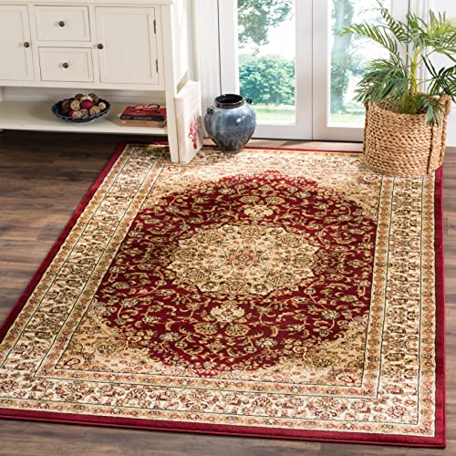 SAFAVIEH Lyndhurst Collection 7' Round Black/Ivory LNH222A Traditional Oriental Medallion Non-Shedding Dining Room Entryway Foyer Living Room Bedroom Area Rug