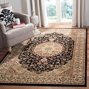 SAFAVIEH Lyndhurst Collection 7' Round Black/Ivory LNH222A Traditional Oriental Medallion Non-Shedding Dining Room Entryway Foyer Living Room Bedroom Area Rug