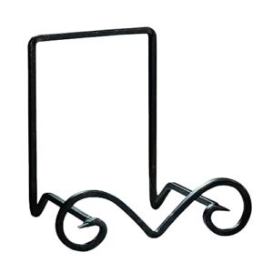 TRIPAR Small Black Metal Scroll Display Rack Easel for Bowls, Platters, Cookbooks, Plates, and Artwork