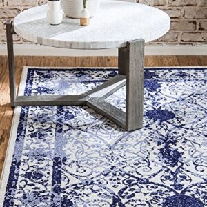 Unique Loom La Jolla Collection Vintage, Contemporary, Border, Ornate, Traditional Area Rug, 5 ft x 8 ft, Blue/Ivory