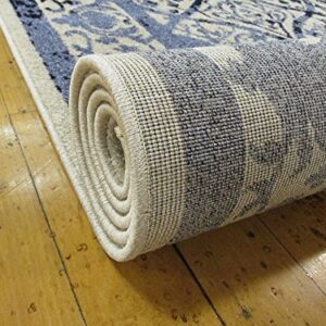 Unique Loom La Jolla Collection Vintage, Contemporary, Border, Ornate, Traditional Area Rug, 5 ft x 8 ft, Blue/Ivory