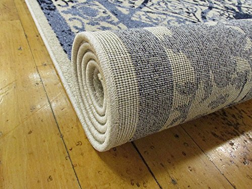 Unique Loom La Jolla Collection Vintage, Contemporary, Border, Ornate, Traditional Area Rug, 5 ft x 8 ft, Blue/Ivory