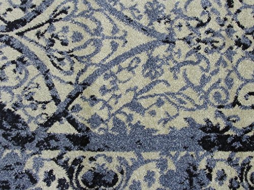 Unique Loom La Jolla Collection Vintage, Contemporary, Border, Ornate, Traditional Area Rug, 5 ft x 8 ft, Blue/Ivory