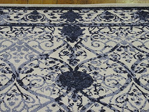 Unique Loom La Jolla Collection Vintage, Contemporary, Border, Ornate, Traditional Area Rug, 5 ft x 8 ft, Blue/Ivory