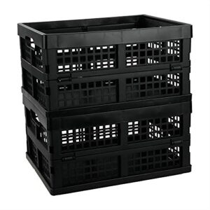 saedy 16 liter black folding storage crates, collapsible crate plastic basket bins, 2 packs