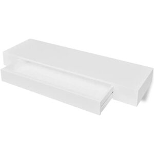 vidaxl floating wall display shelf w/ 1 drawer white book dvd storage cube