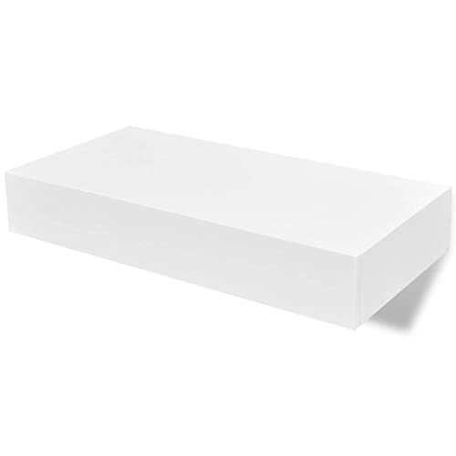 vidaXL Floating Wall Display Shelf w/ 1 Drawer White Book DVD Storage Cube