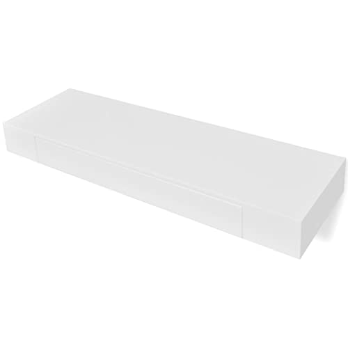 vidaXL Floating Wall Display Shelf w/ 1 Drawer White Book DVD Storage Cube