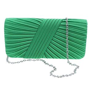 satin evening purse with pleated design-green