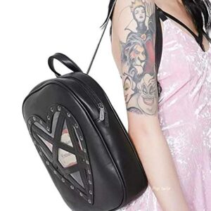 Nite closet Gothic Backpack Purse for Women Studded Ita Bag Star Transparent Front