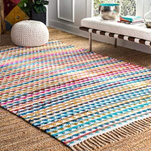 nuloom rainbow striped boho accent rug, 2′ x 3′, multi