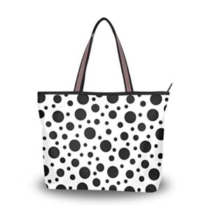 my daily women tote shoulder bag funny black and white polka dot handbag medium