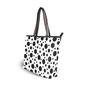 My Daily Women Tote Shoulder Bag Funny Black And White Polka Dot Handbag Medium