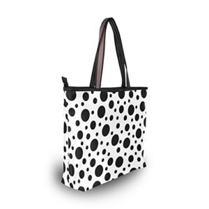 My Daily Women Tote Shoulder Bag Funny Black And White Polka Dot Handbag Medium