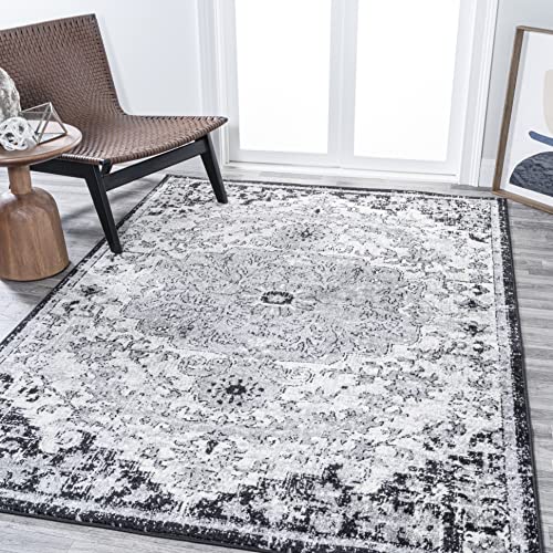 JONATHAN Y BMF112A-5 Anaise Ornate Boho Medallion Indoor Area-Rug Bohemian Floral Easy-Cleaning High Traffic Bedroom Kitchen Living Room Non Shedding, 5 X 8, Gray/Black/Cream