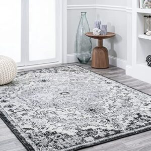 JONATHAN Y BMF112A-5 Anaise Ornate Boho Medallion Indoor Area-Rug Bohemian Floral Easy-Cleaning High Traffic Bedroom Kitchen Living Room Non Shedding, 5 X 8, Gray/Black/Cream