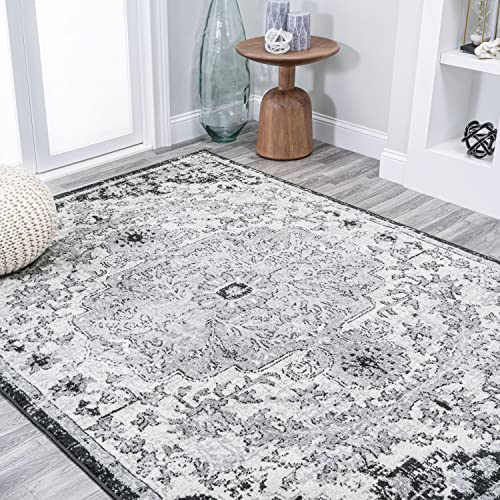 JONATHAN Y BMF112A-5 Anaise Ornate Boho Medallion Indoor Area-Rug Bohemian Floral Easy-Cleaning High Traffic Bedroom Kitchen Living Room Non Shedding, 5 X 8, Gray/Black/Cream