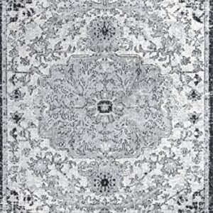 JONATHAN Y BMF112A-5 Anaise Ornate Boho Medallion Indoor Area-Rug Bohemian Floral Easy-Cleaning High Traffic Bedroom Kitchen Living Room Non Shedding, 5 X 8, Gray/Black/Cream