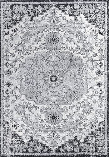 JONATHAN Y BMF112A-5 Anaise Ornate Boho Medallion Indoor Area-Rug Bohemian Floral Easy-Cleaning High Traffic Bedroom Kitchen Living Room Non Shedding, 5 X 8, Gray/Black/Cream