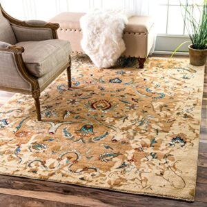 nuloom sebrina floral persian area rug, 4′ 1″ x 6′, beige