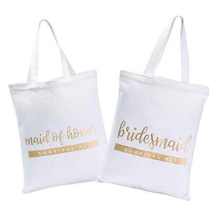 pop fizz designs bridesmaid bags | bridesmaid tote bags | maid of honor tote bag | bride canvas bag (6 pack)