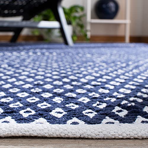 SAFAVIEH Boston Collection 2'6" x 4' Navy BOS685D Handmade Flatweave Cotton Accent Rug