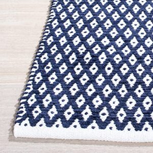 SAFAVIEH Boston Collection 2'6" x 4' Navy BOS685D Handmade Flatweave Cotton Accent Rug