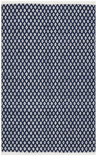 SAFAVIEH Boston Collection 2'6" x 4' Navy BOS685D Handmade Flatweave Cotton Accent Rug