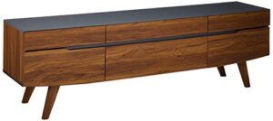 modway scope 71″ mid-century modern low profile entertainment tv stand, walnut gray