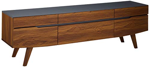 Modway Scope 71" Mid-Century Modern Low Profile Entertainment TV Stand, Walnut Gray