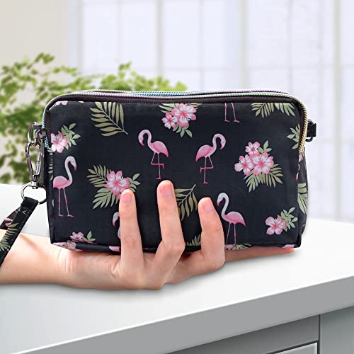 Conisy Large Capacity Wristlet Wallets for Women, Printed Nylon Crossbody Clutch Purse, 3 Layers Zipper Cell Phone Wallet for Ladies (Wh-n03)