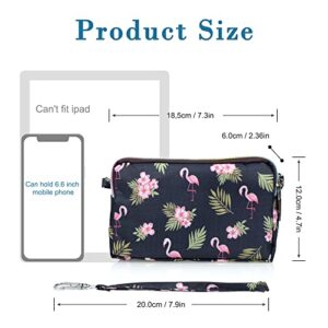 Conisy Large Capacity Wristlet Wallets for Women, Printed Nylon Crossbody Clutch Purse, 3 Layers Zipper Cell Phone Wallet for Ladies (Wh-n03)