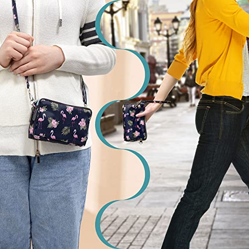 Conisy Large Capacity Wristlet Wallets for Women, Printed Nylon Crossbody Clutch Purse, 3 Layers Zipper Cell Phone Wallet for Ladies (Wh-n03)