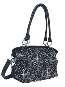 zzfab laser cut bling purses double handle purse black