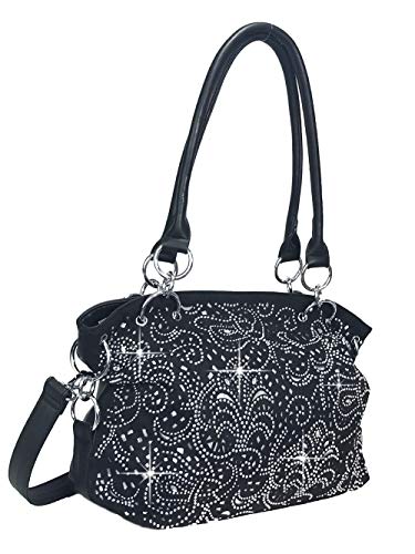 Zzfab Laser Cut Bling Purses Double handle purse Black