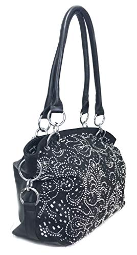 Zzfab Laser Cut Bling Purses Double handle purse Black