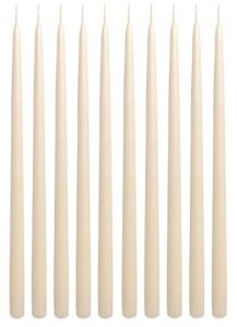 ivory taper candles 15 inch extra tall unscented premium quality dripless smokeless hand-dipped made in usa