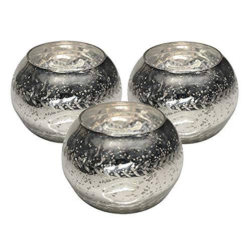 Amber Home Goods Champagne Collection Etched Glass Diamond Shaped Votive, Large Handmade Glass Votive Candle Holders for Weddings and Home Decor (Set of 3) Medium