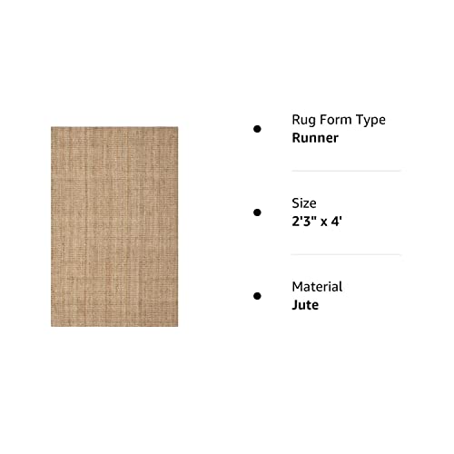 SAFAVIEH Natural Fiber Collection 2'3" x 4' Natural NF730C Handmade Farmhouse Premium Jute Accent Rug