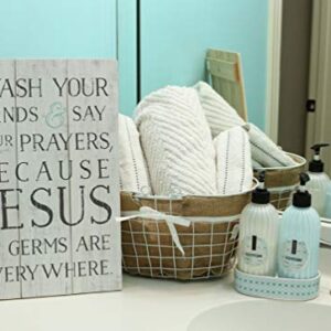 Sincere Surroundings Rustic Pallets 16" x 10.75" Wood Sign - Wash Your Hands & say Your Prayers, Because Jesus and Germs are Everywhere