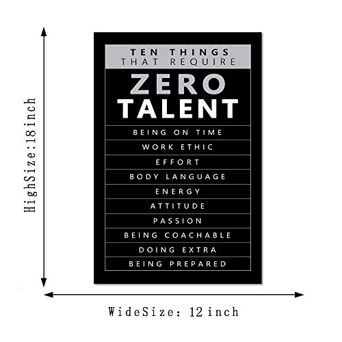 Inspirational Framed Office Canvas Wall Art Motivational Positive Entrepreneur Quotes Ten Things that Require Zero Talent Paintings Artwork Workplace Classroom Wall Decor Ready to Hang-12”Wx18”H